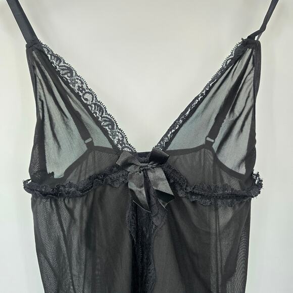 Lace Open Front Sheer Spaghetti Strap Sexy Camisole Night Gown Lingerie Large - Picture 3 of 8